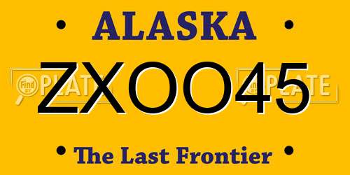 ZXOO45 Alaska License Plate