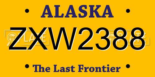 ZXW2388 Alaska License Plate