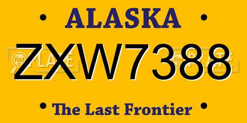 ZXW7388 Alaska License Plate
