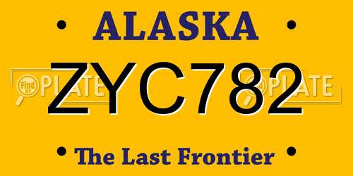 ZYC782 Alaska License Plate