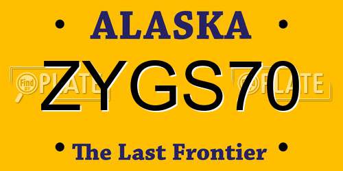 ZYGS70 Alaska License Plate