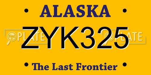 ZYK325 Alaska License Plate