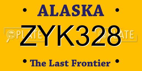 ZYK328 Alaska License Plate