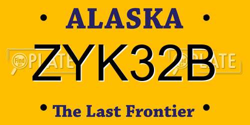 ZYK32B Alaska License Plate