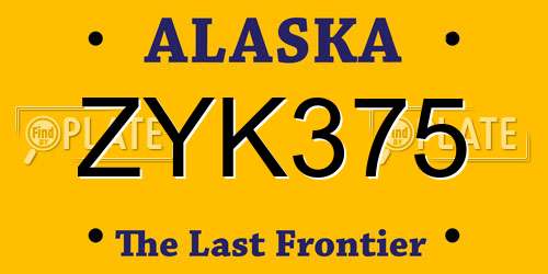 ZYK375 Alaska License Plate