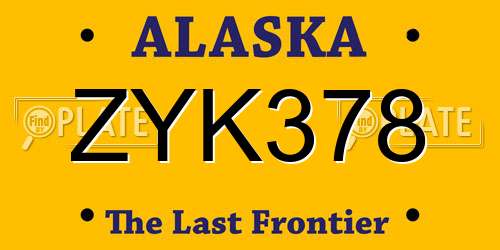 ZYK378 Alaska License Plate