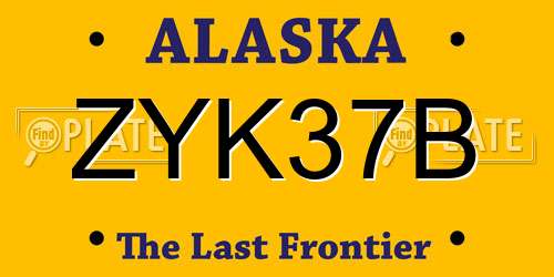 ZYK37B Alaska License Plate