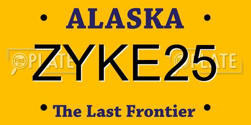 ZYKE25 Alaska License Plate