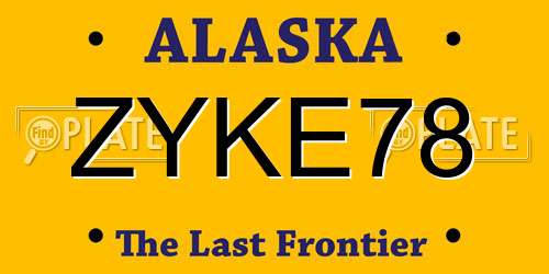 ZYKE78 Alaska License Plate