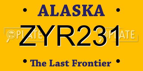 ZYR231 Alaska License Plate
