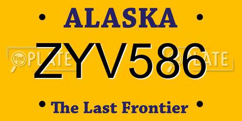 ZYV586 Alaska License Plate
