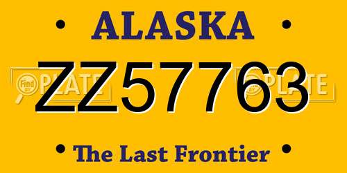 ZZ57763 Alaska License Plate