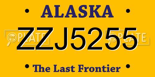 ZZJ5255 Alaska License Plate