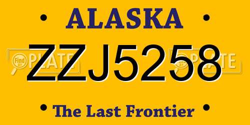 ZZJ5258 Alaska License Plate