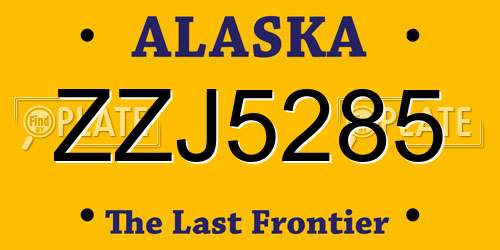 ZZJ5285 Alaska License Plate