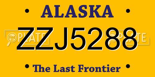 ZZJ5288 Alaska License Plate