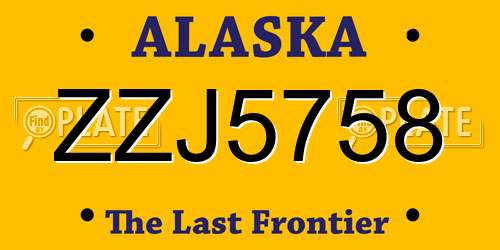 ZZJ5758 Alaska License Plate