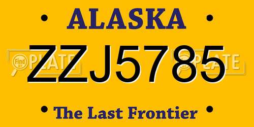 ZZJ5785 Alaska License Plate