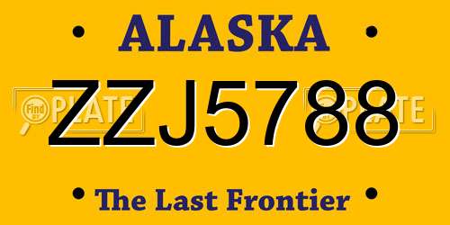 ZZJ5788 Alaska License Plate