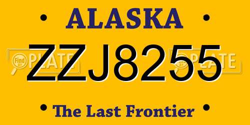 ZZJ8255 Alaska License Plate