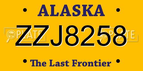 ZZJ8258 Alaska License Plate