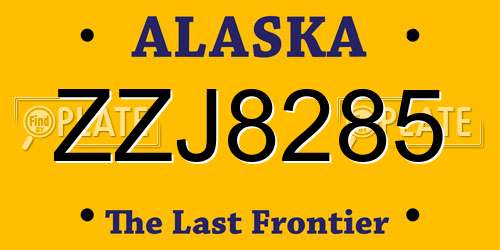 ZZJ8285 Alaska License Plate