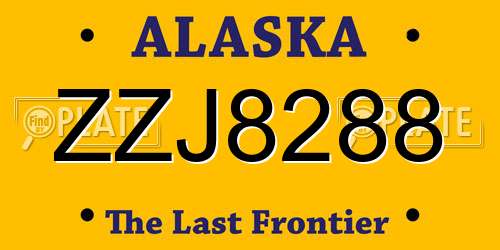 ZZJ8288 Alaska License Plate