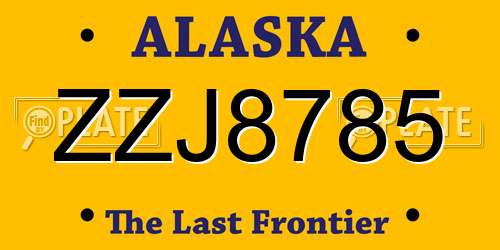 ZZJ8785 Alaska License Plate