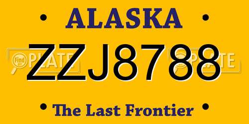 ZZJ8788 Alaska License Plate