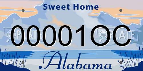 00001OC Alabama License Plate