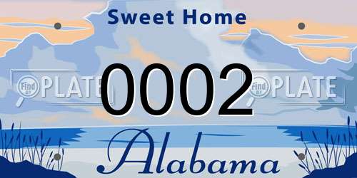 0002 Alabama License Plate