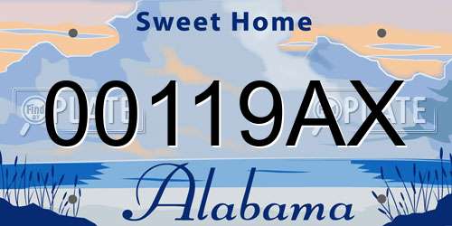 00119AX Alabama License Plate