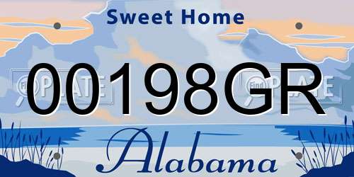 00198GR Alabama License Plate