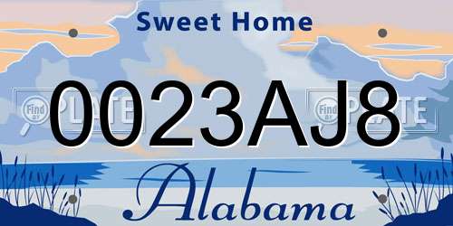 0023AJ8 Alabama License Plate