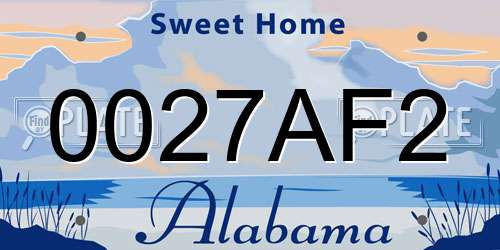 0027AF2 Alabama License Plate