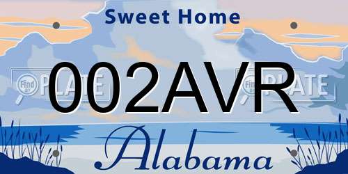 002AVR Alabama License Plate