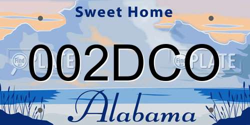 002DCO Alabama License Plate