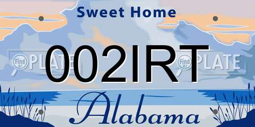 002IRT Alabama License Plate