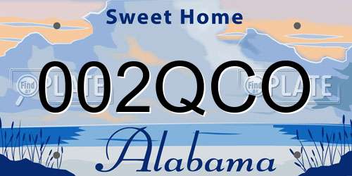 002QCO Alabama License Plate