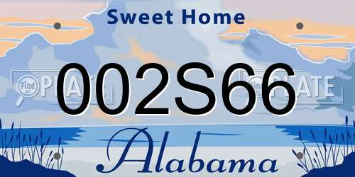 002S66 Alabama License Plate