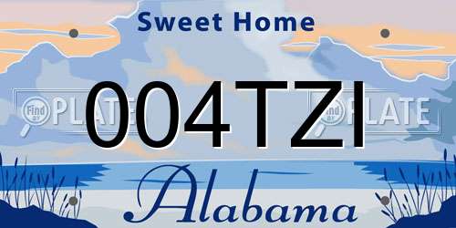 004TZI Alabama License Plate