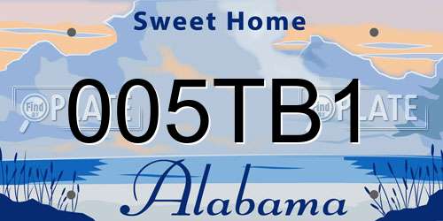 005TB1 Alabama License Plate