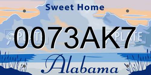 0073AK7 Alabama License Plate