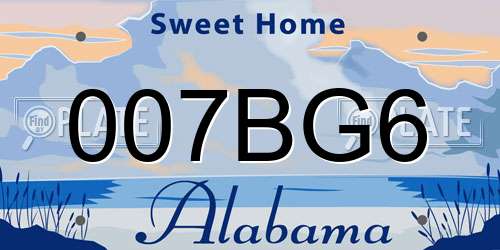 007BG6 Alabama License Plate