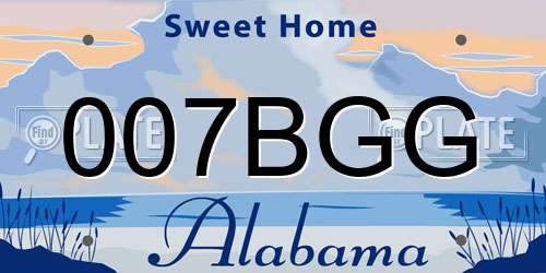 007BGG Alabama License Plate