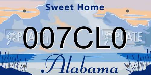 007CL0 Alabama License Plate