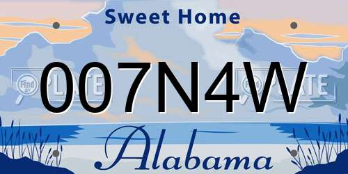 007N4W Alabama License Plate