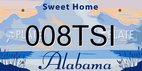 008TSI Alabama License Plate