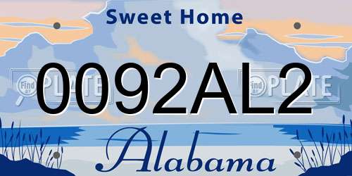 0092AL2 Alabama License Plate