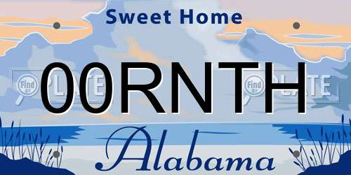 00RNTH Alabama License Plate